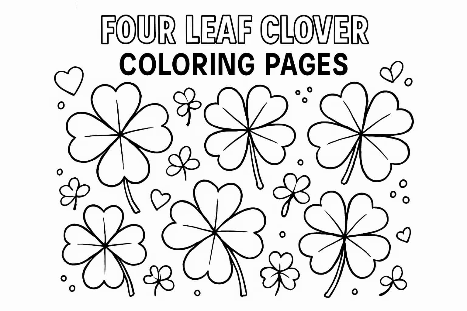 Four Leaf Clover Coloring Pages | Printable Lucky Designs