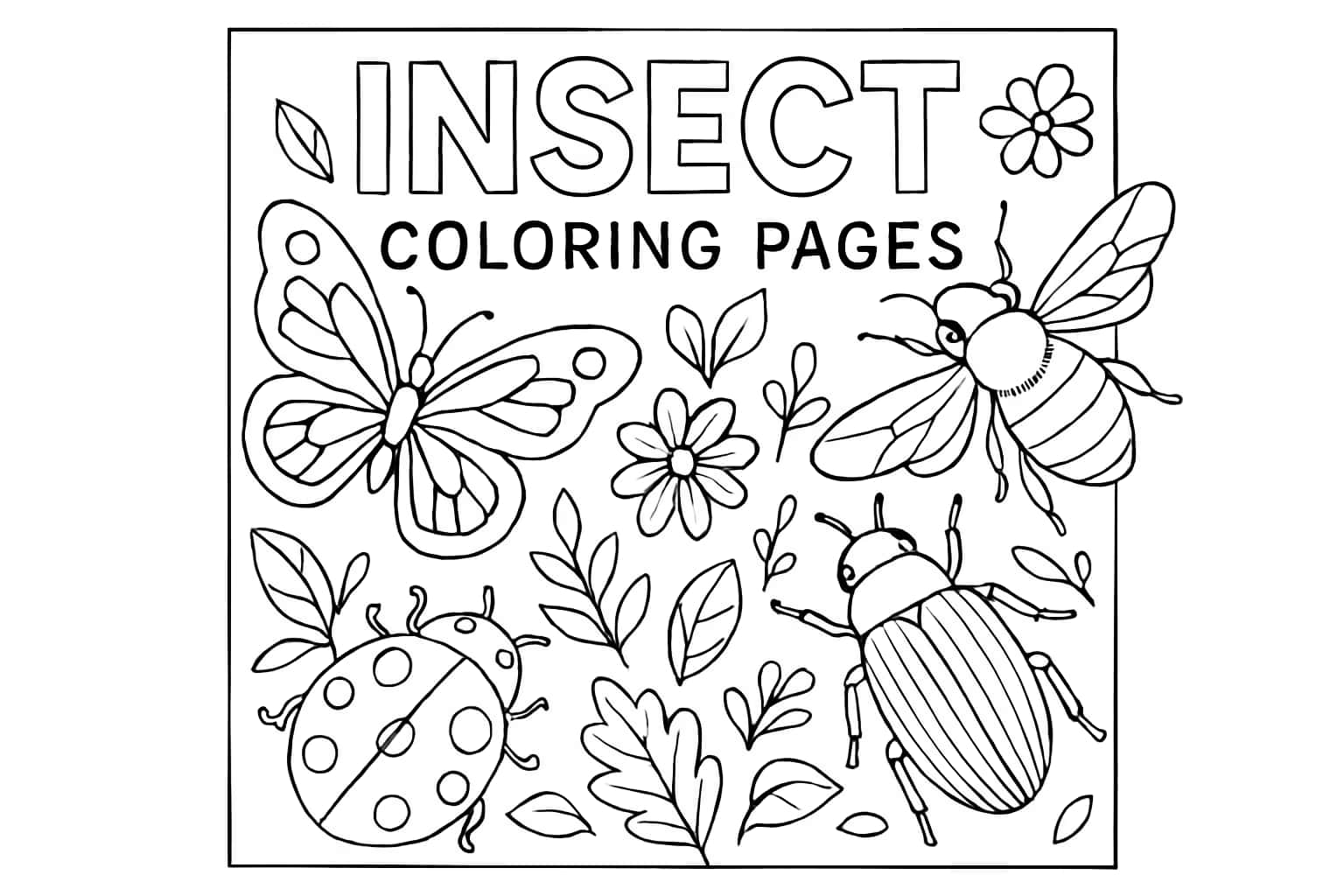 昆虫涂色页 | 可打印昆虫线稿